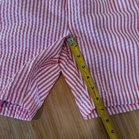 Crewcuts J Crew Boys Size 14 Striped Pink White Lined Swim Suit Trunks CG913 NEW - Picture 5 of 7